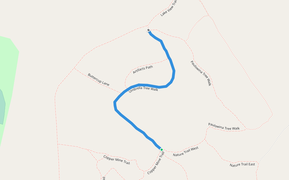 Umbrella Tree Walk walking route map in Sykesville
