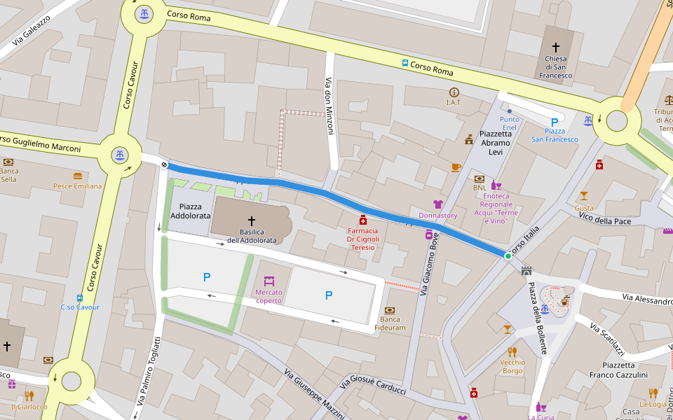 Via Giuseppe Garibaldi walking route map in Acqui Terme