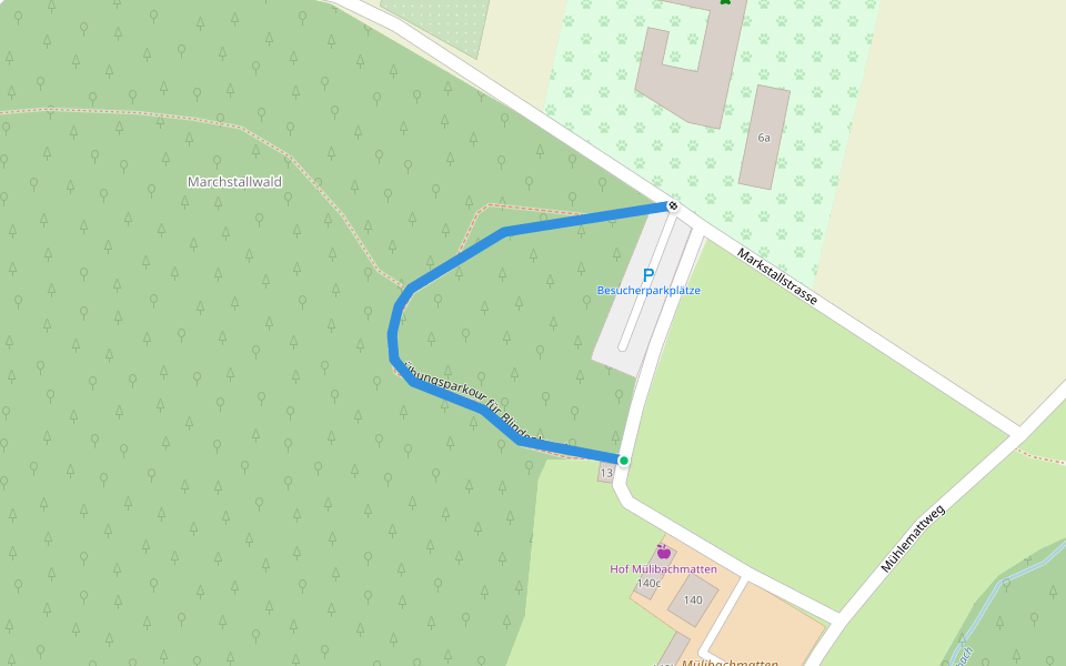 Übungsparkour für Blindenhunde walking route map in Allschwil