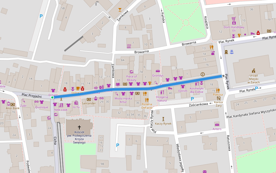 Bolesława Chrobrego walking route map in Żary