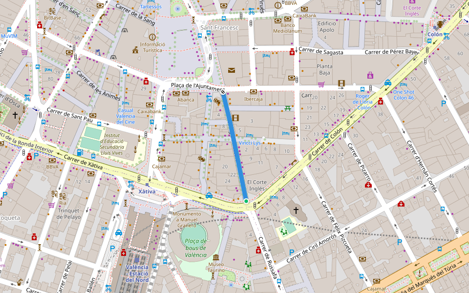 Passeig de Russafa walking route map in València