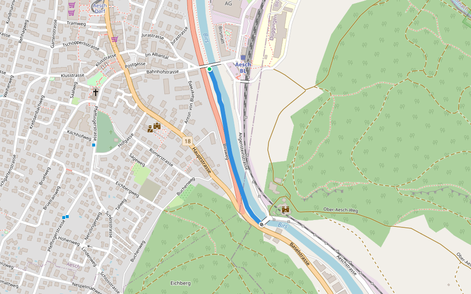 Birsweg walking route map in Aesch