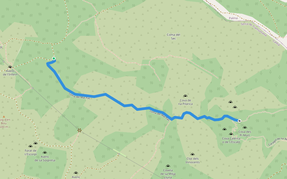 coma del Mal Pas walking route map in Calvià