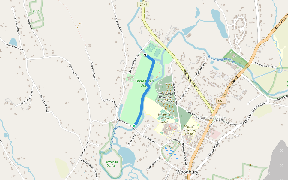 Three Rivers Park Walking Path walking route map in Woodbury