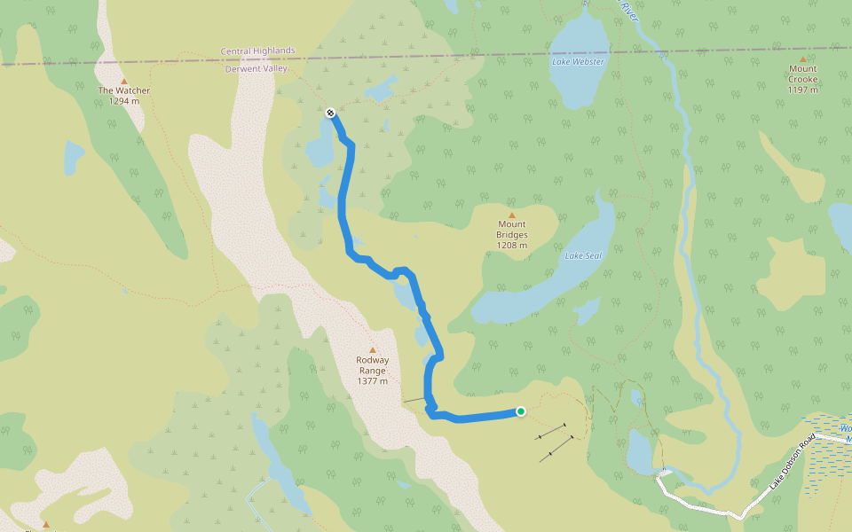 Tarn Shelf Track walking route map in Mount Field