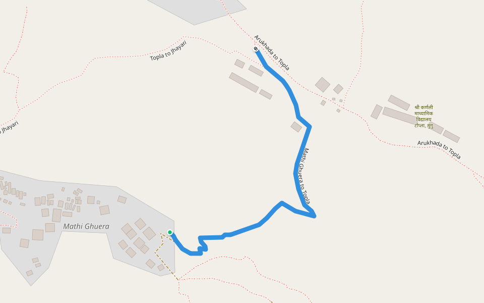 Mathi Ghuera to Topla walking route map in Pina