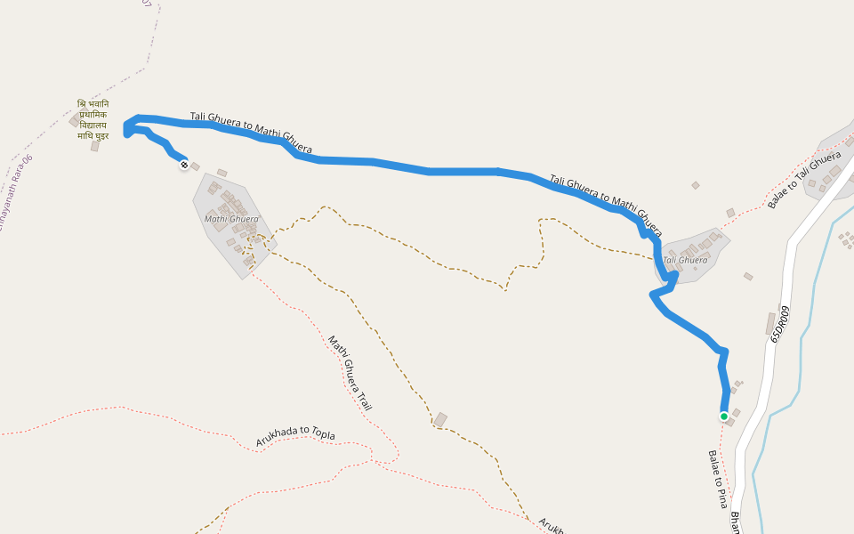 Tali Ghuera to Mathi Ghuera walking route map in Manma