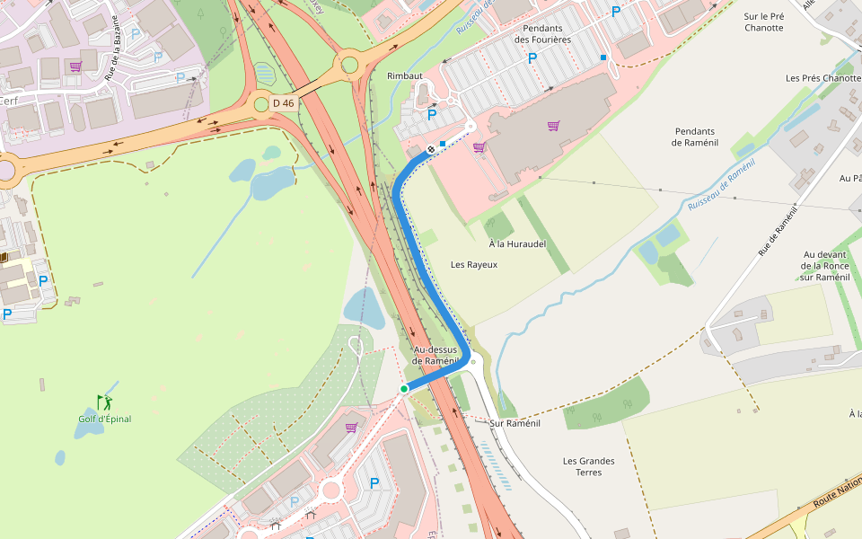 Chemin des Terres Saint-Jean walking route map in Épinal