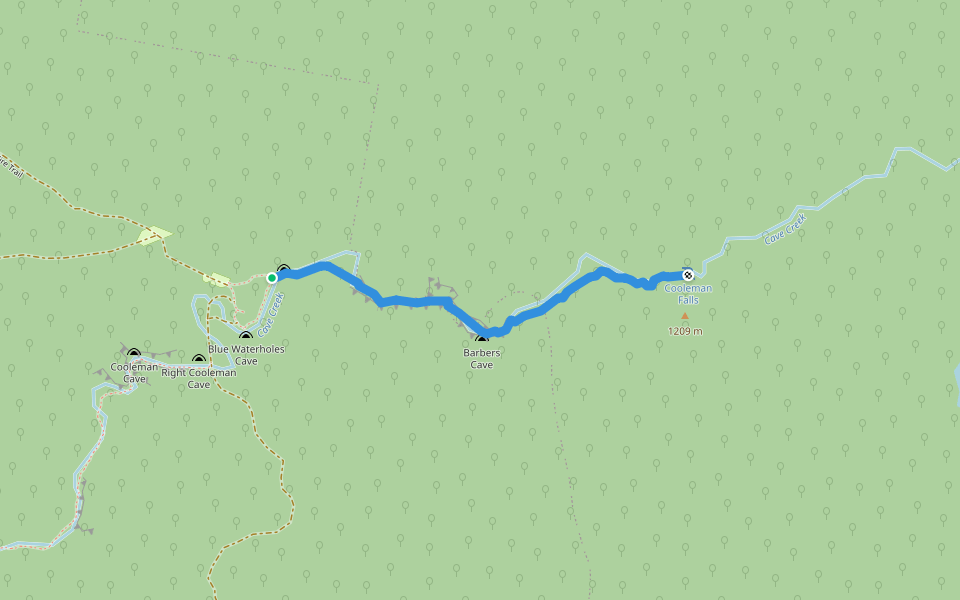 Clarke Gorge Walking Track walking route map in Bimberi