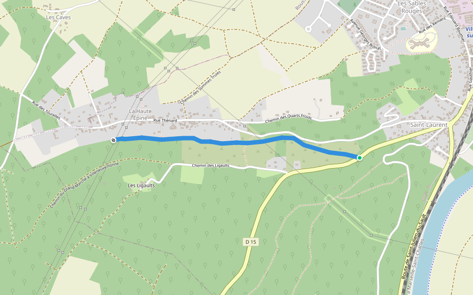 Chemin des Chigneaux walking route map in Villeneuve-sur-Yonne