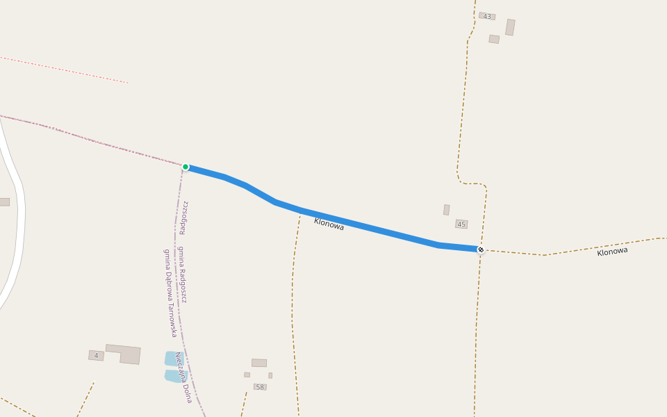 Klonowa walking route map in Radgoszcz