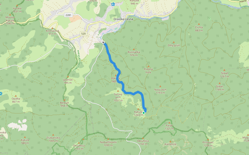 Paráčsky trail walking route map in Oravská Lesná