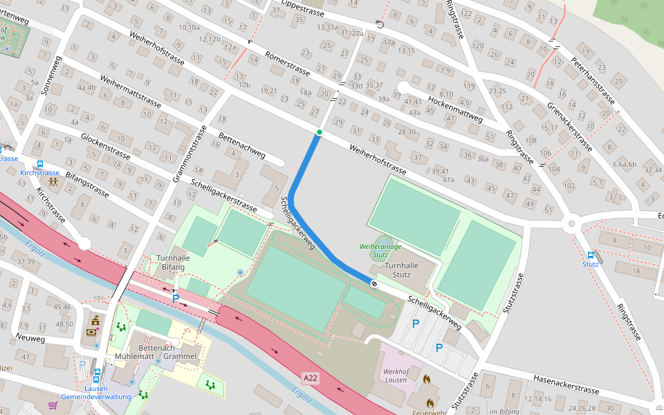 Schelligackerweg walking route map in Lausen