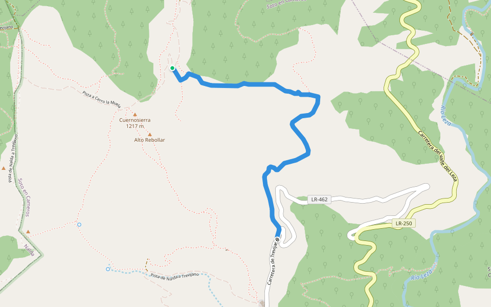 Sendero por Zorralamuela walking route map in Trevijano