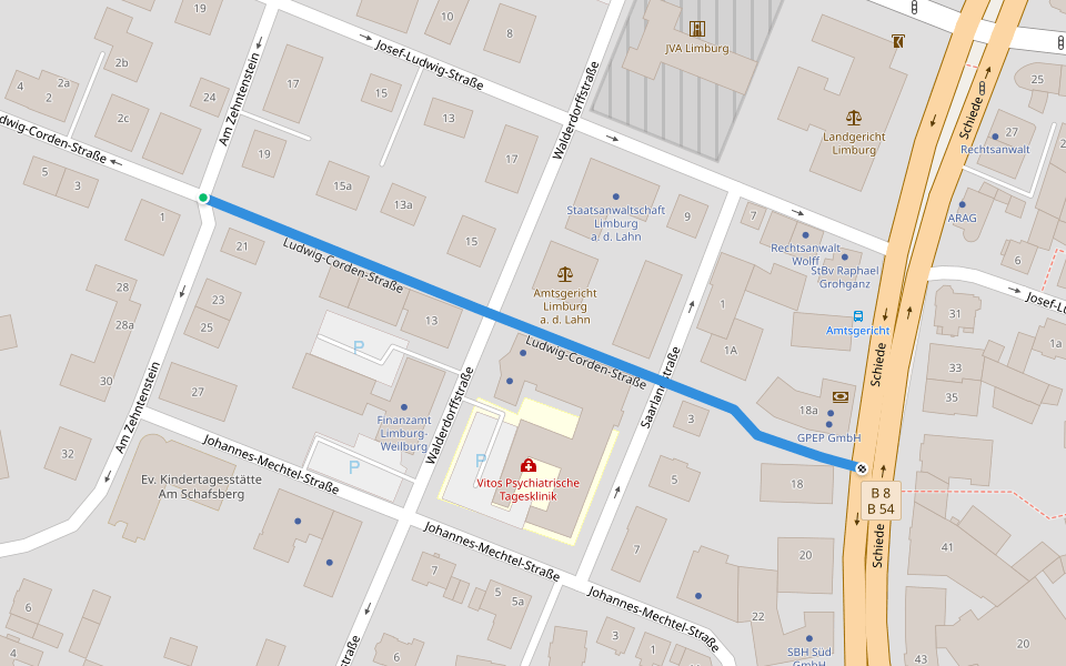 Ludwig-Corden-Straße walking route map in Limburg an der Lahn