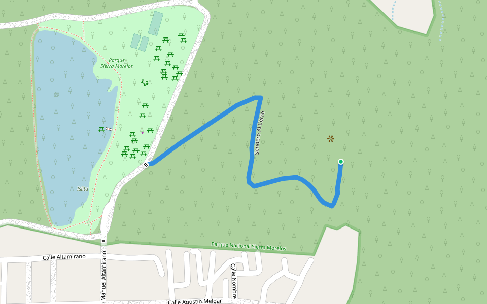 Sendero Al Cerro walking route map in San Mateo Oxtotitlán