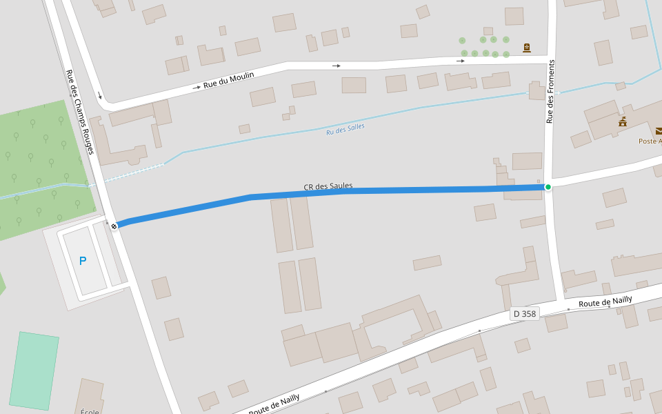 CR des Saules walking route map in Courtois-sur-Yonne