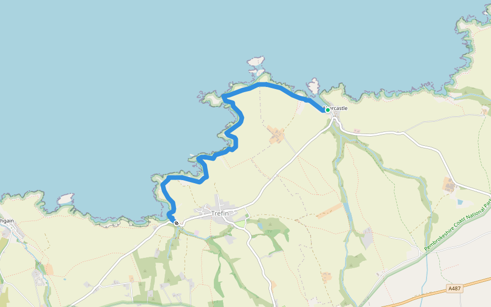 Pembrokeshire Costal Path walking route map in Abercastle