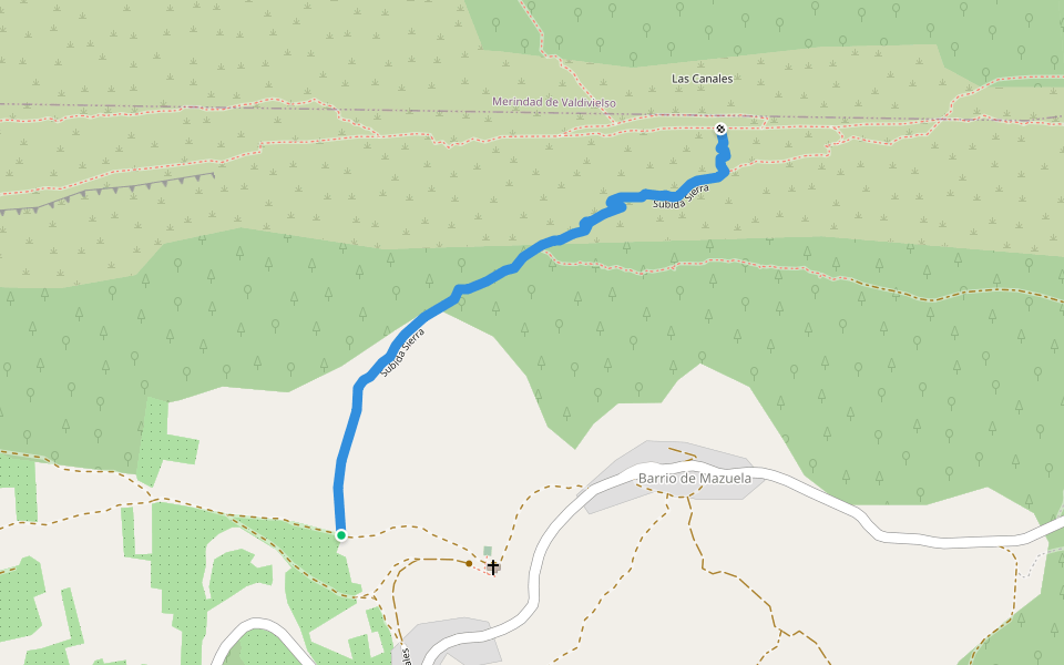 Subida Sierra walking route map in Madrid de las Caderechas