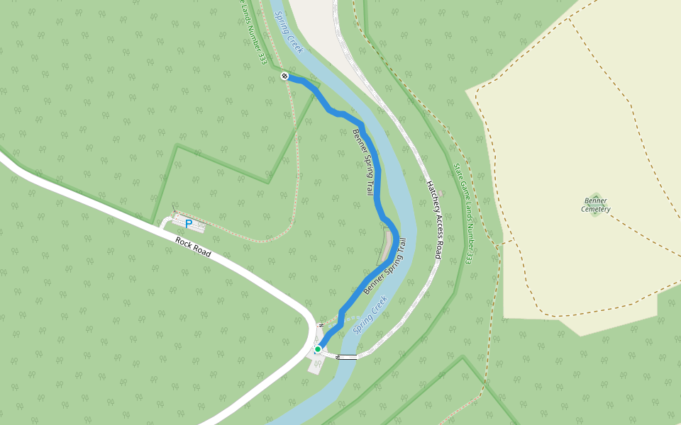 Benner Spring Trail walking route map in Bellefonte