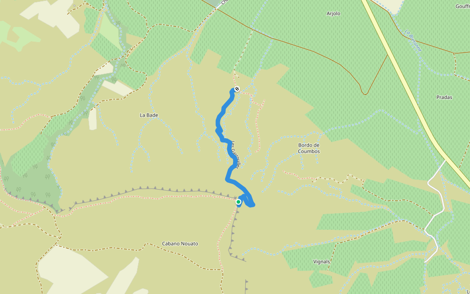 Les Garrouilles walking route map in Val-de-Dagne