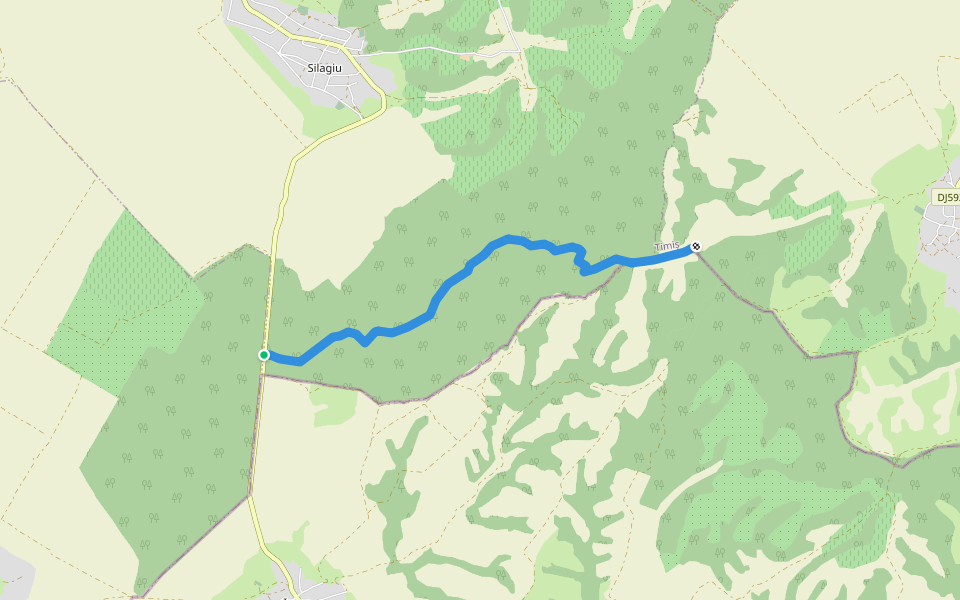 Southern Path Silagiu Padure walking route map in Silagiu