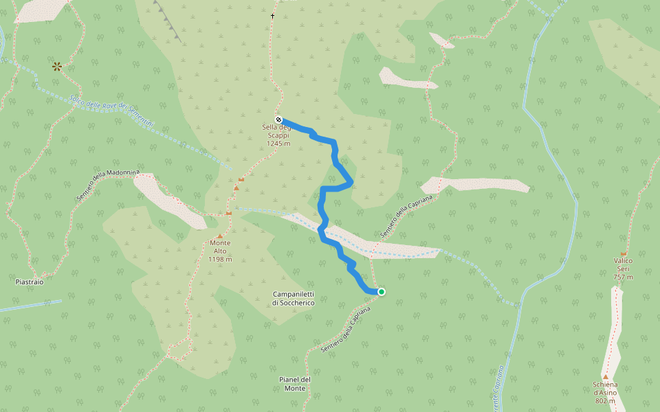 Via degli Scappi walking route map in Vico Pancellorum