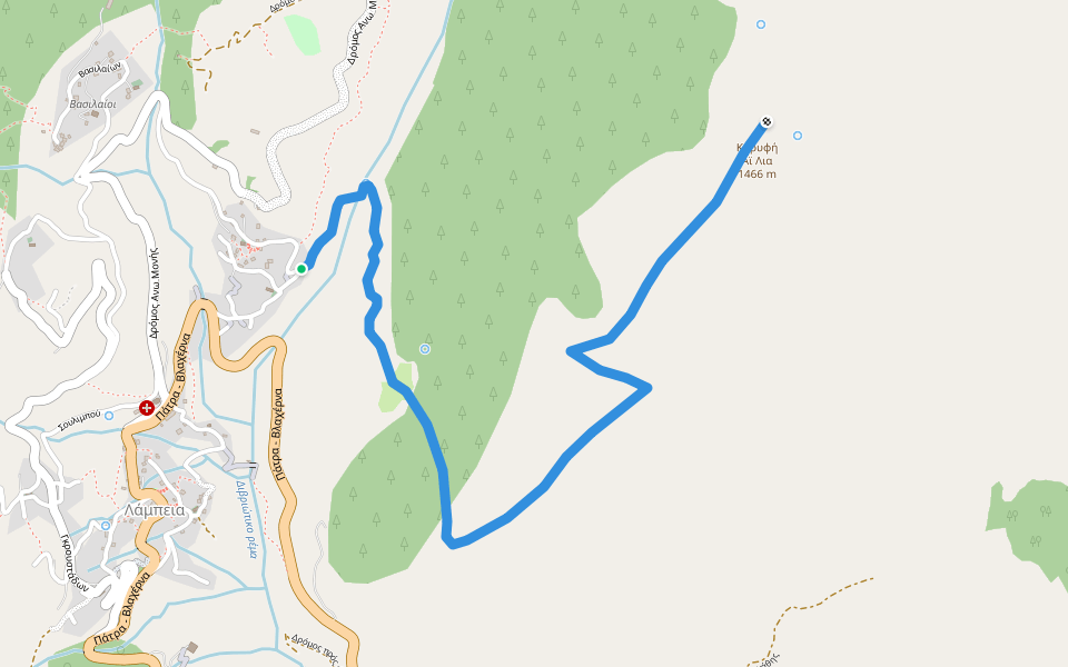 Μονοπάτι ΑϊΛιά walking route map in Lampeia