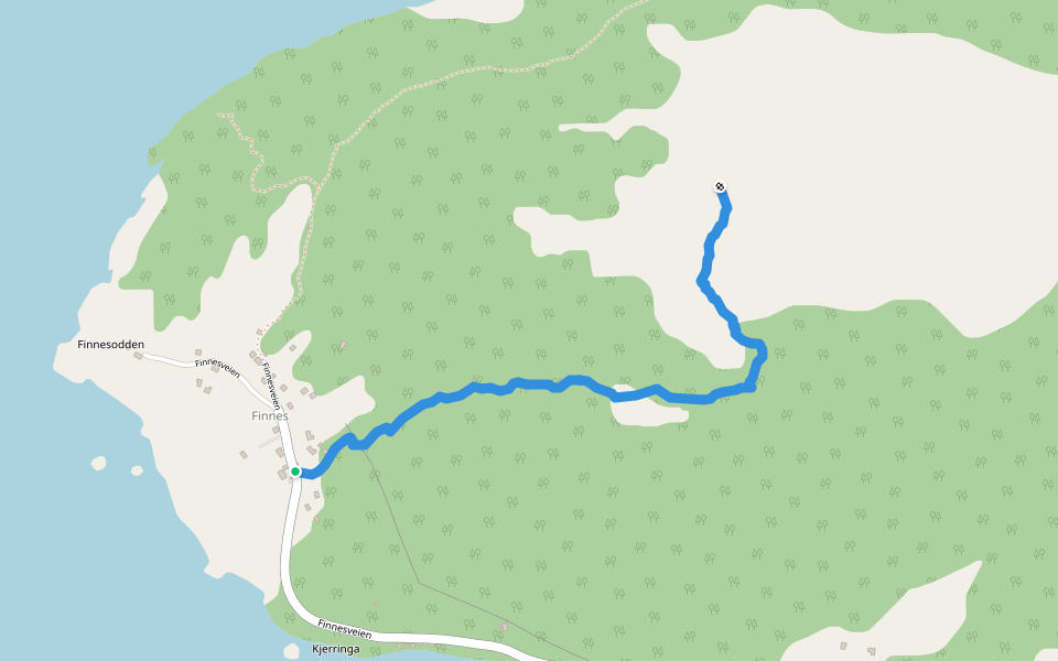 Finnesfjellet walking route map in Finnes