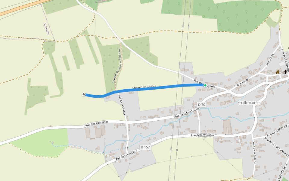 Chemin de Grange walking route map in Collemiers