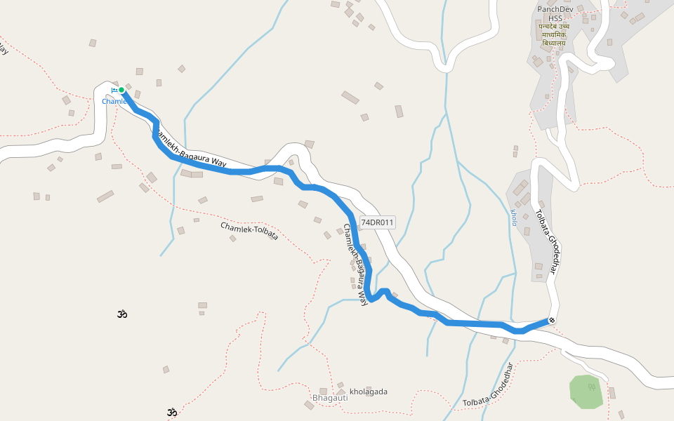 Chamlekh-Bagaura Way walking route map in Sitad