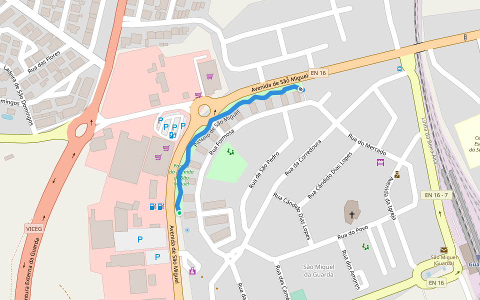 Passeio de São Miguel walking route map in Guarda