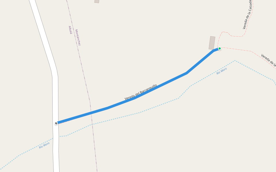 Vereda del Barranquillo walking route map in Albalá