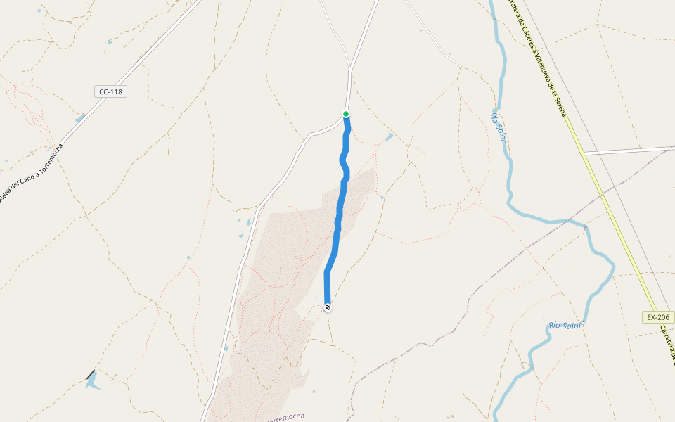 Camino de Montánchez walking route map in Torremocha