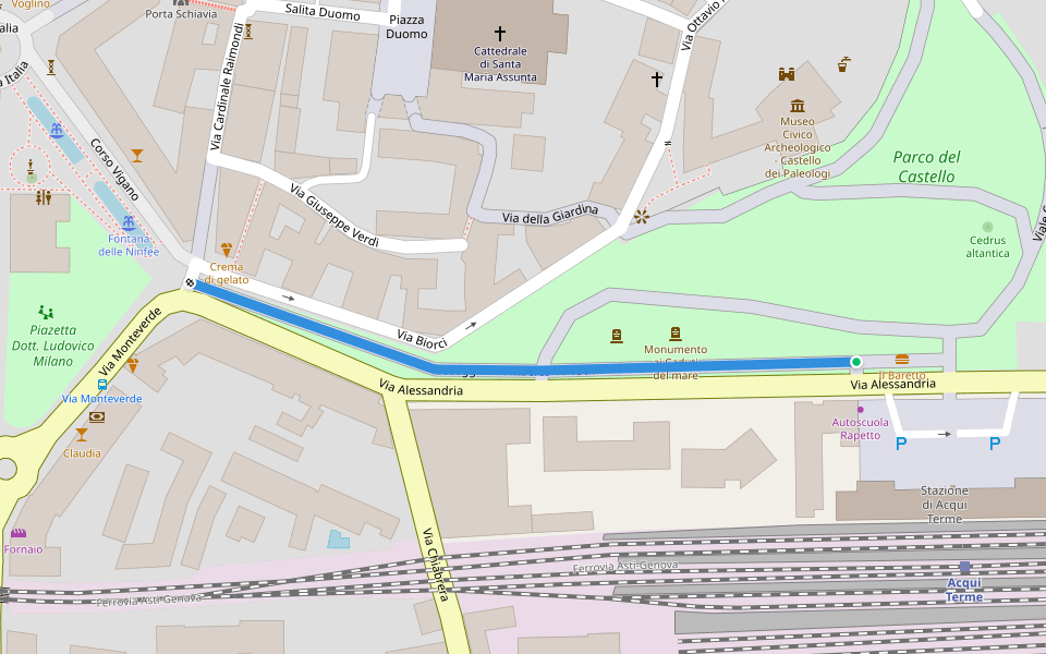 Passeggiata Umberto Terracini walking route map in Acqui Terme