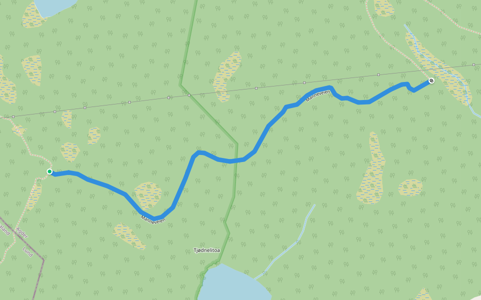 Manneveien walking route map in Sira