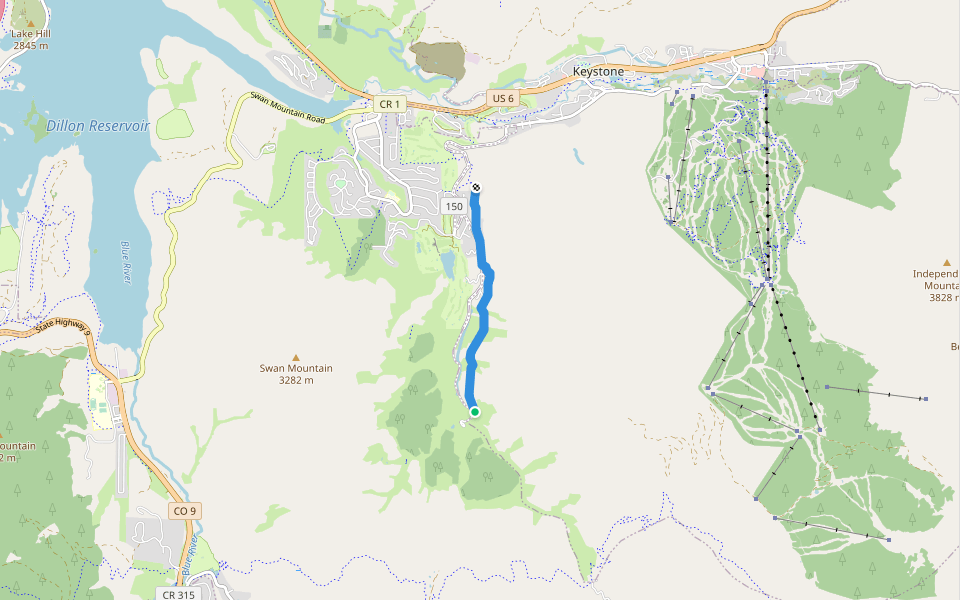 Soda Ridge Trail walking route map in Keystone