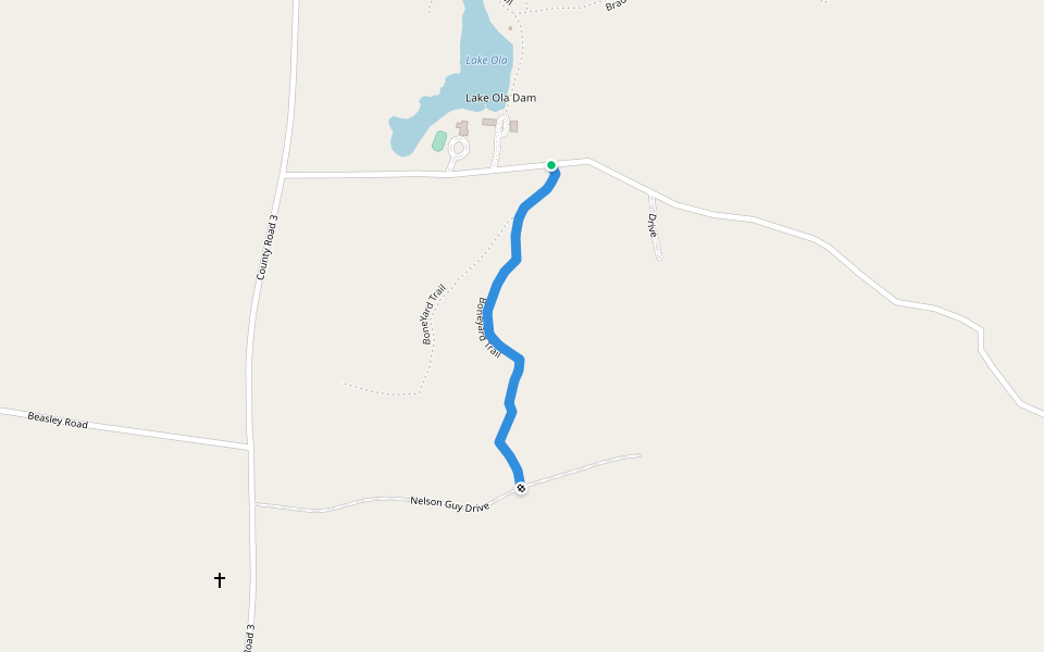 Boneyard Trail walking route map in Millry