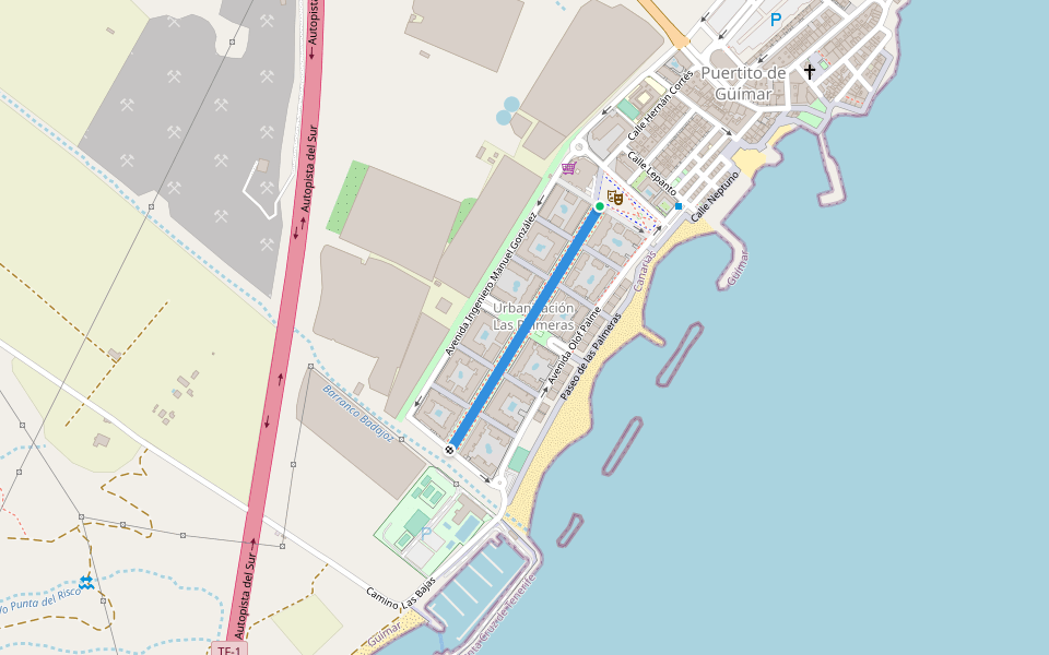 Rambla de los Pescadores walking route map in Puertito de Güímar