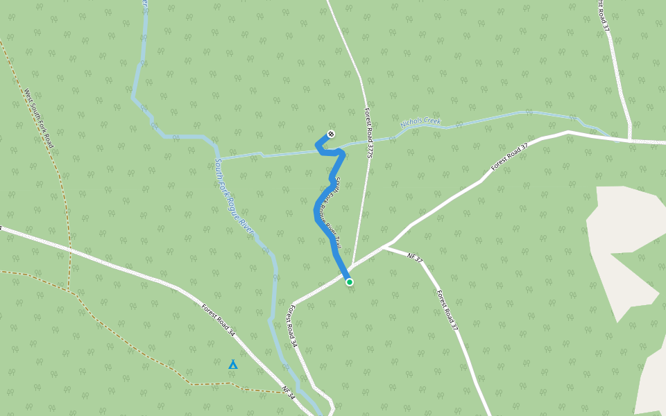 South Fork Rogue River Trail walking route map in Klamath Falls