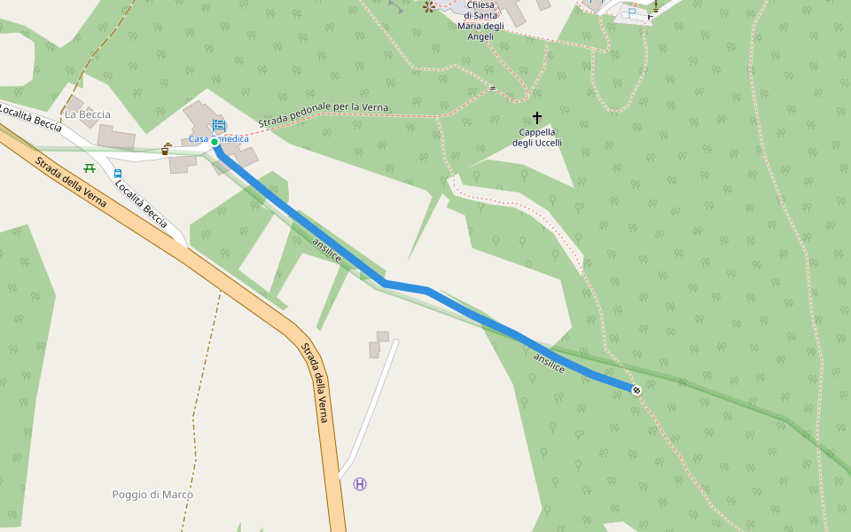ansilice walking route map in La Beccia