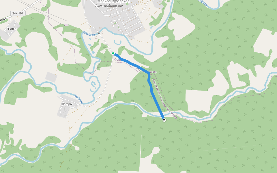 Тропинка к реке Киленке walking route map in Aleksandrovskoe