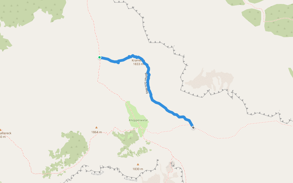 Winter-Schi-Weg walking route map in Karlgraben