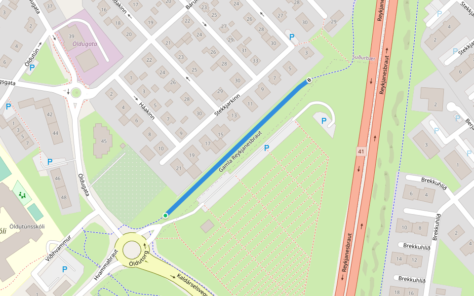 Gamla Reykjanesbraut walking route map in Hafnarfjörður