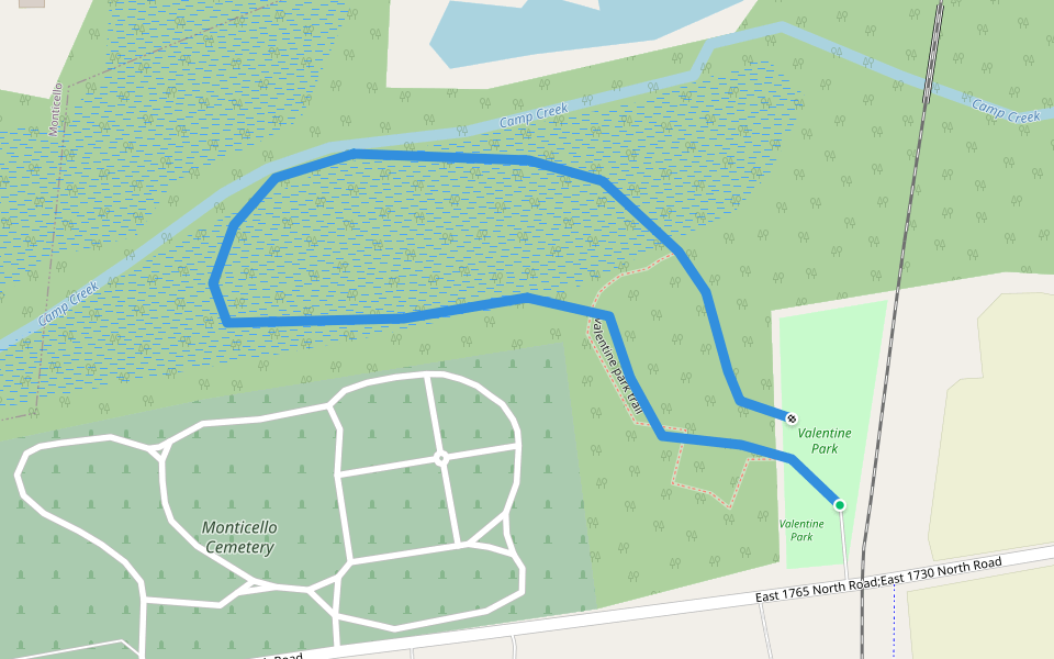 draft valentine park trail walking route map in Monticello