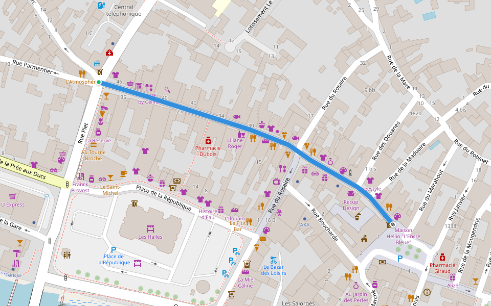 Grande Rue walking route map in Noirmoutier-en-l'Île