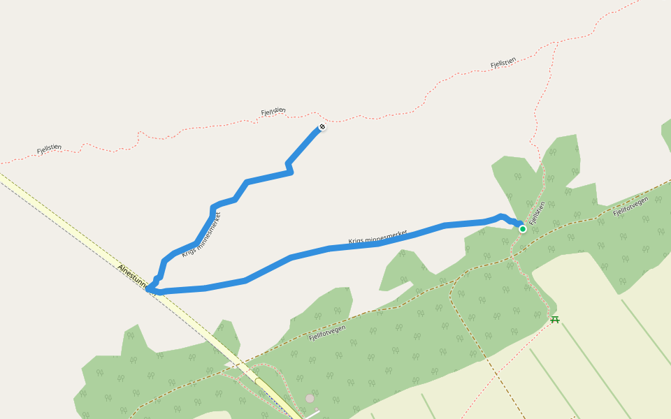 Krigs minnesmerket walking route map in Leitebakk