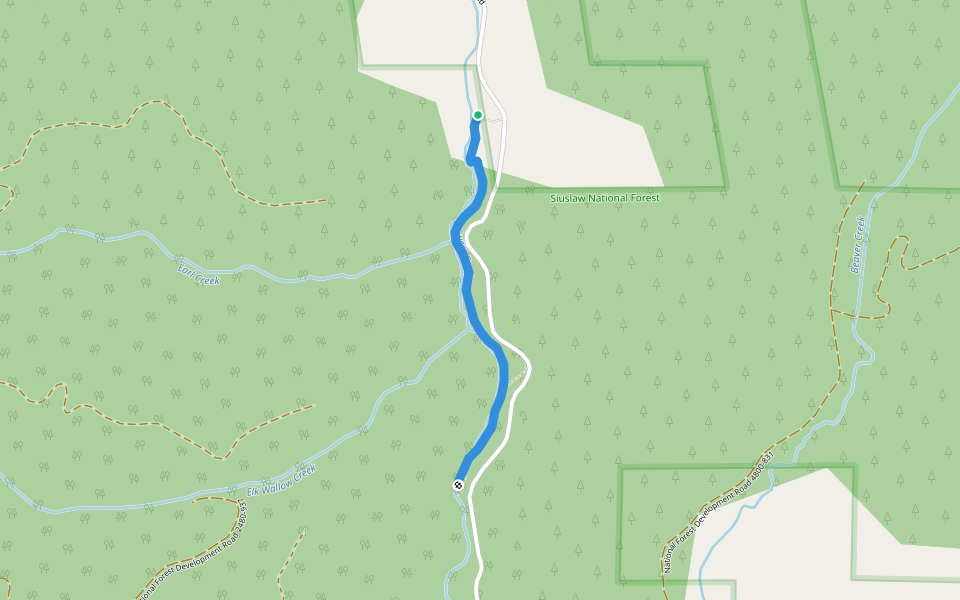 Sweet Creek Falls Trail walking route map in Mapleton