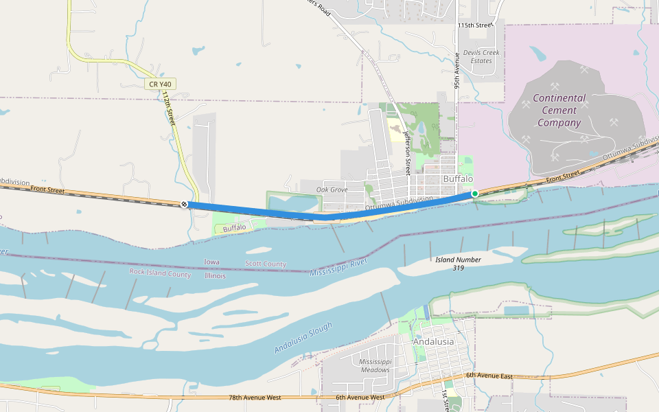 Front Street Foot and Bike Path walking route map in Buffalo
