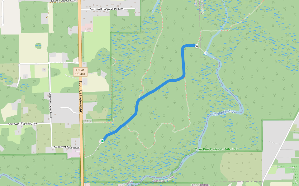 River Rise Yellow Trail walking route map in High Springs